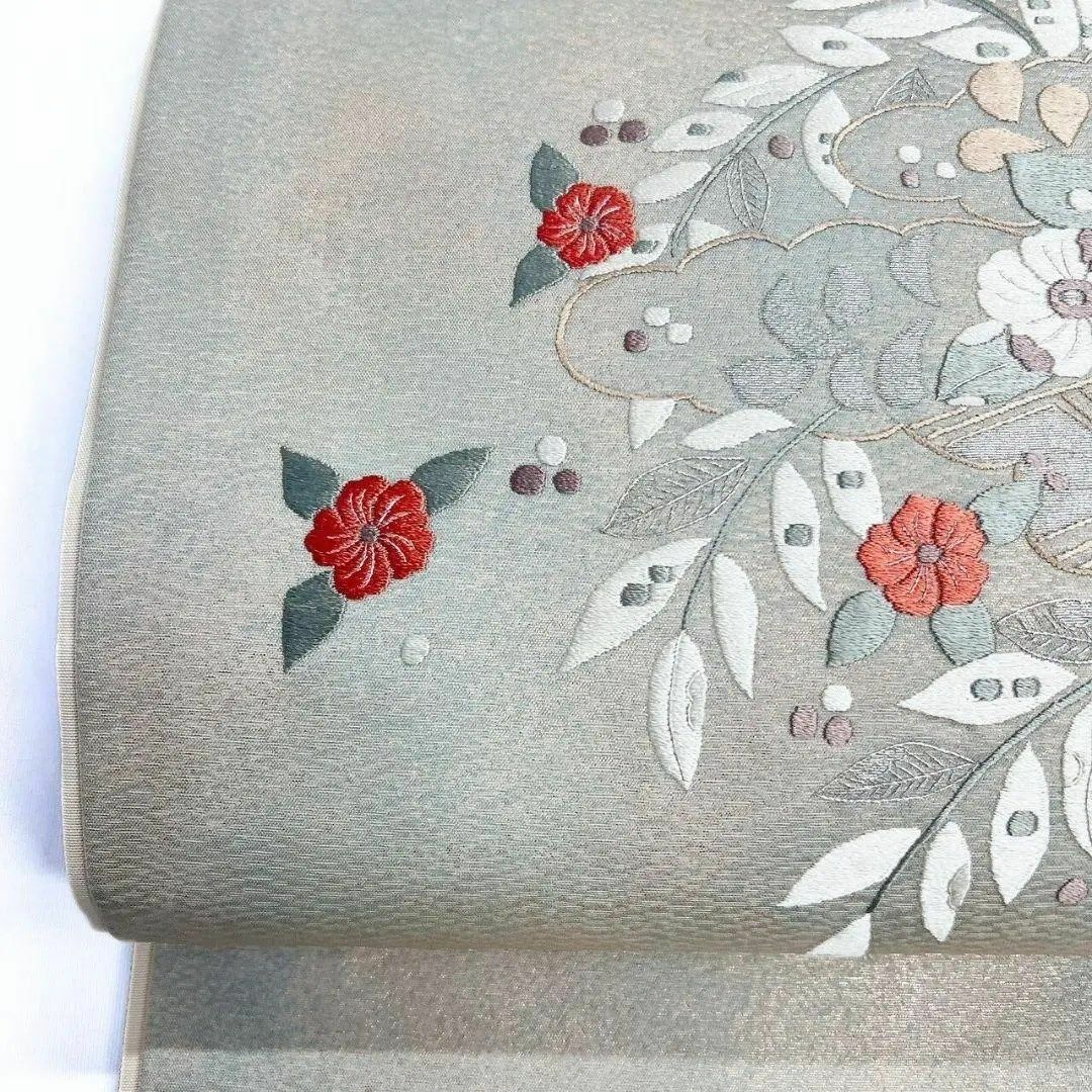 【めっちゃ変わる】 銀駒刺繍 辻ヶ花 p 102a 着物 袋帯 ドット 着物・浴衣