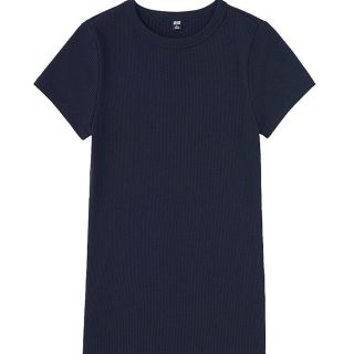 ユニクロ(UNIQLO)の《新品未使用》ユニクロ リブクルーネックT半袖 Navy Mサイズ(Tシャツ(半袖/袖なし))