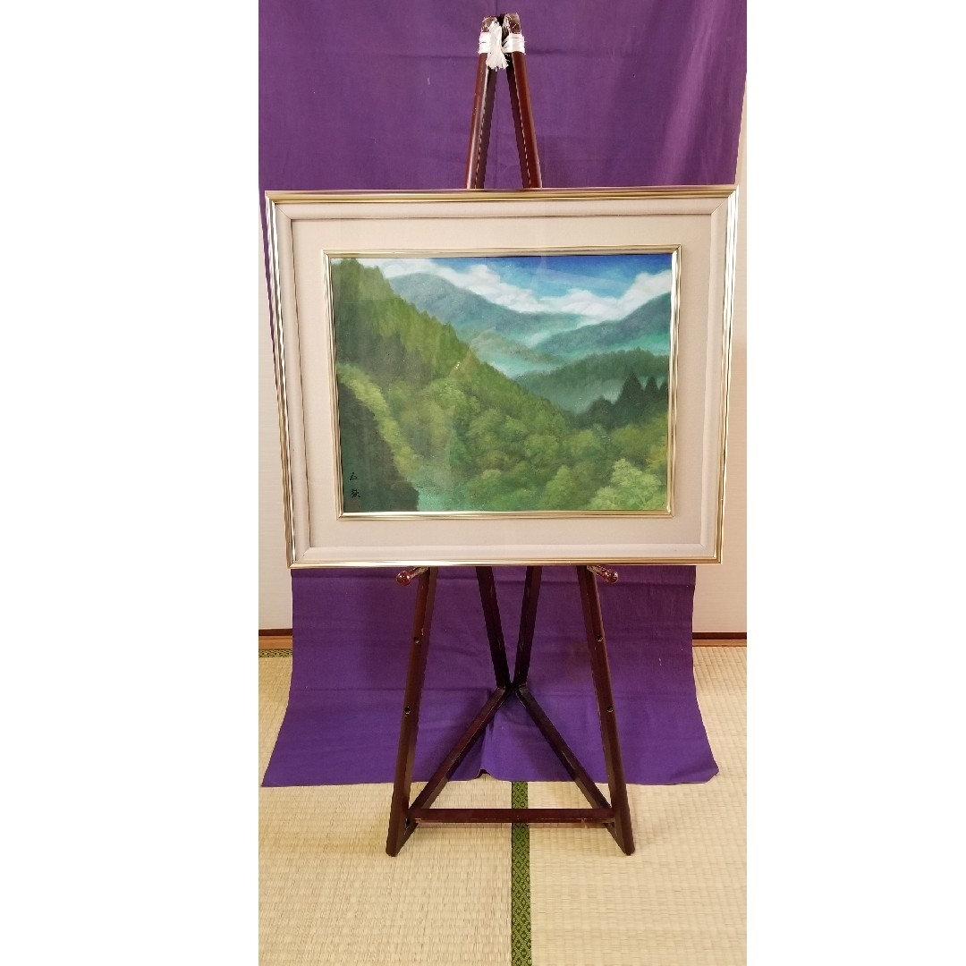 清光会会員 竹角紅秋作10号深山 額のサイズ 縦59.5cm 横71.5cmであ
