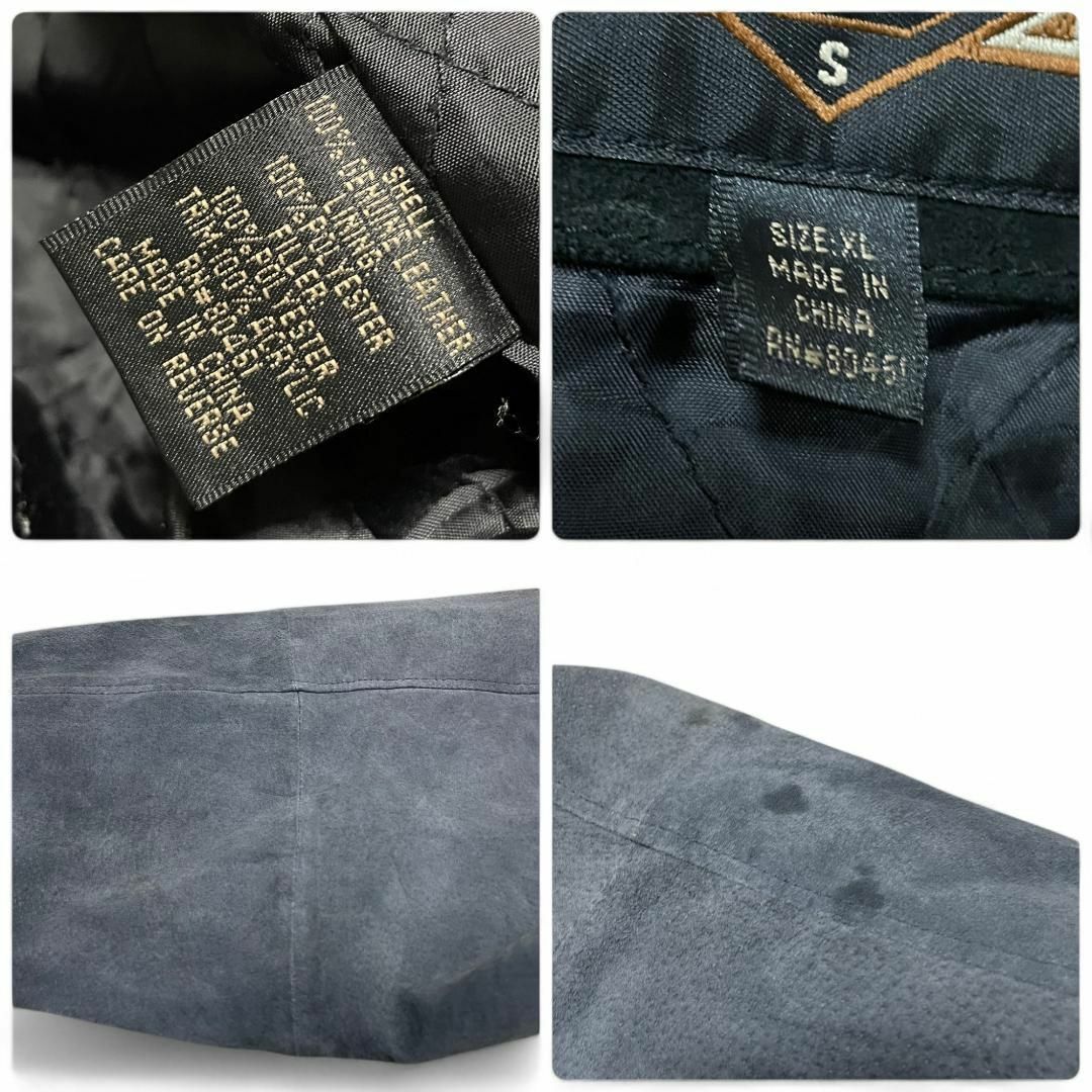 スタジャン古着刺繍黒ブラックxl本革本皮袖革袖レザーオーバー スタジャン古着刺繍黒ブラックxl本革本皮袖革袖レザーオーバー