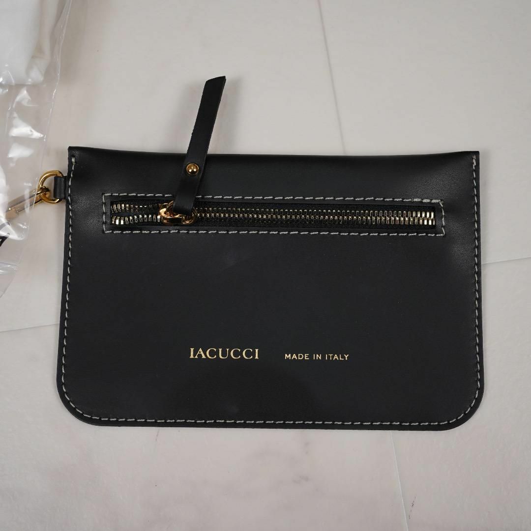 IACUCCI ハンドバッグ ブラック ホワイト系 キャンバス レザー 袋 IACUCCI ハンドバッグ ブラック ホワイト系 キャンバス レザー 袋
