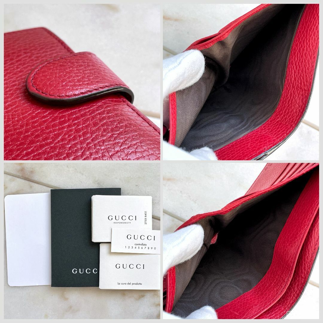 GUCCI グッチ インターロッキングGG Wホック 折り財布 レザー 赤