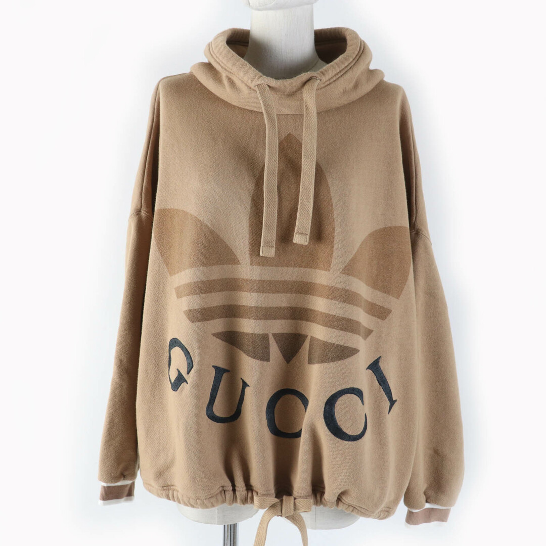 GUCCI - 美品☆GUCCI グッチ adidas アディダス 717417 トレフォイル コットンジャージー スウェット トップス ブラウン XS イタリア製 正規品 レディース