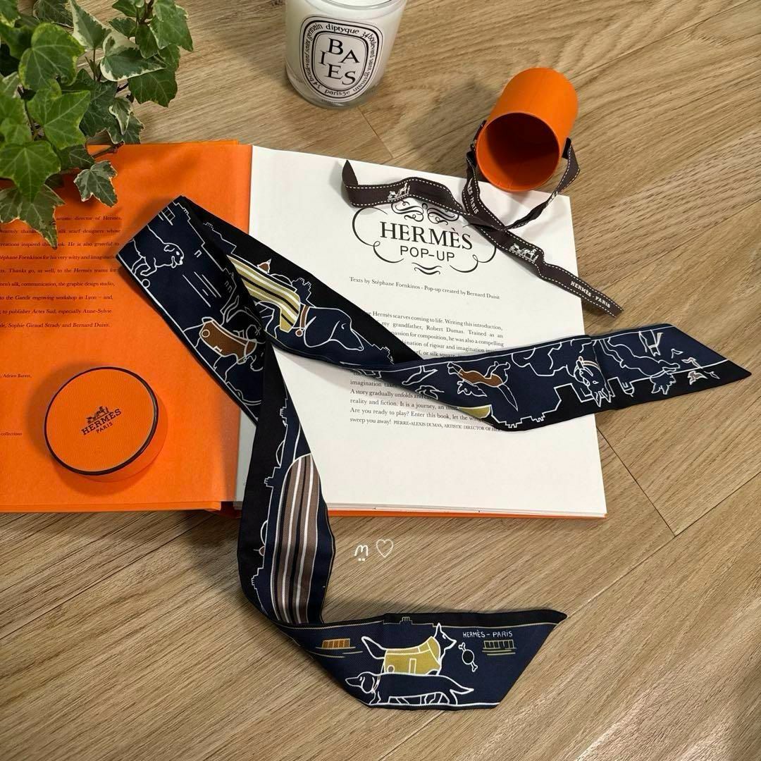 HERMES エルメス ツイリー パリジャンの犬 シルクスカーフ ドッグ HERMES エルメス ツイリー パリジャンの犬 シルクスカーフ ドッグ