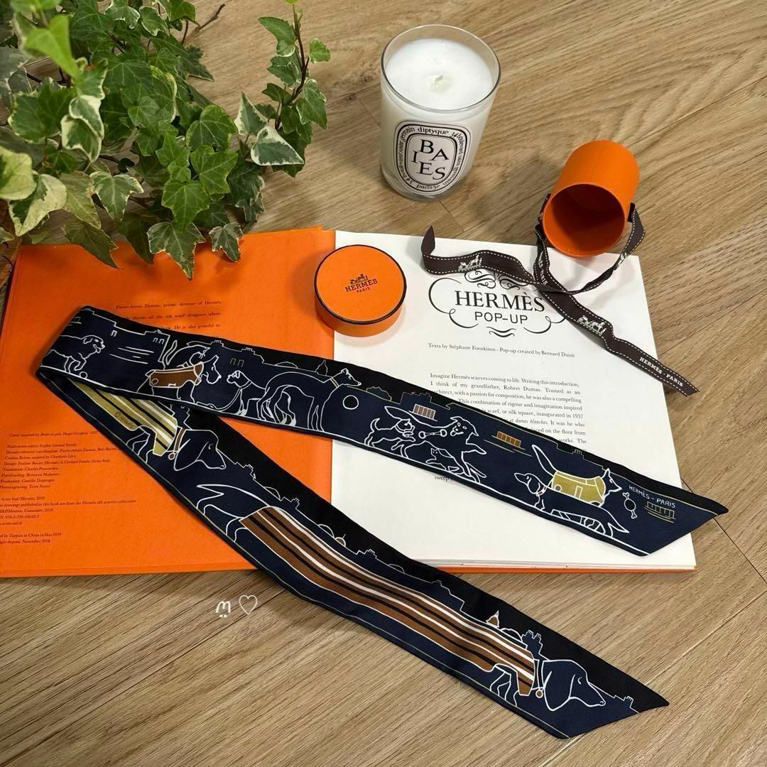 HERMES エルメス ツイリー パリジャンの犬 シルクスカーフ ドッグ HERMES エルメス ツイリー パリジャンの犬 シルクスカーフ ドッグ