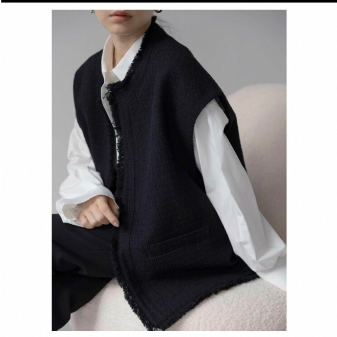 na.e Novel Tweed Vest_black na.e Novel Tweed Vest_black