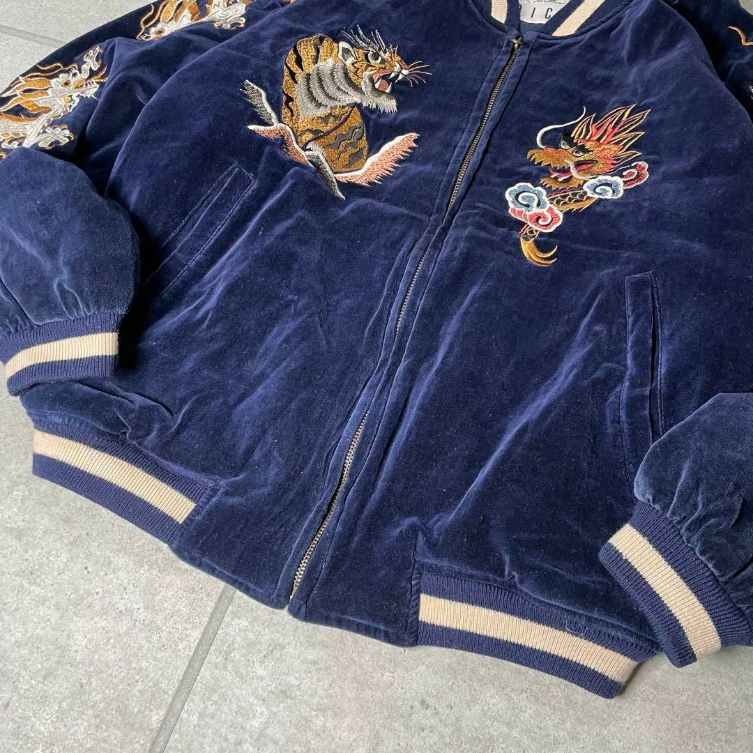 VINTAGE - スカジャン 龍 虎 ベロア 別珍 スーベニア 全面刺繍 VINTAGE - スカジャン 龍 虎 ベロア 別珍 スーベニア 全面刺繍