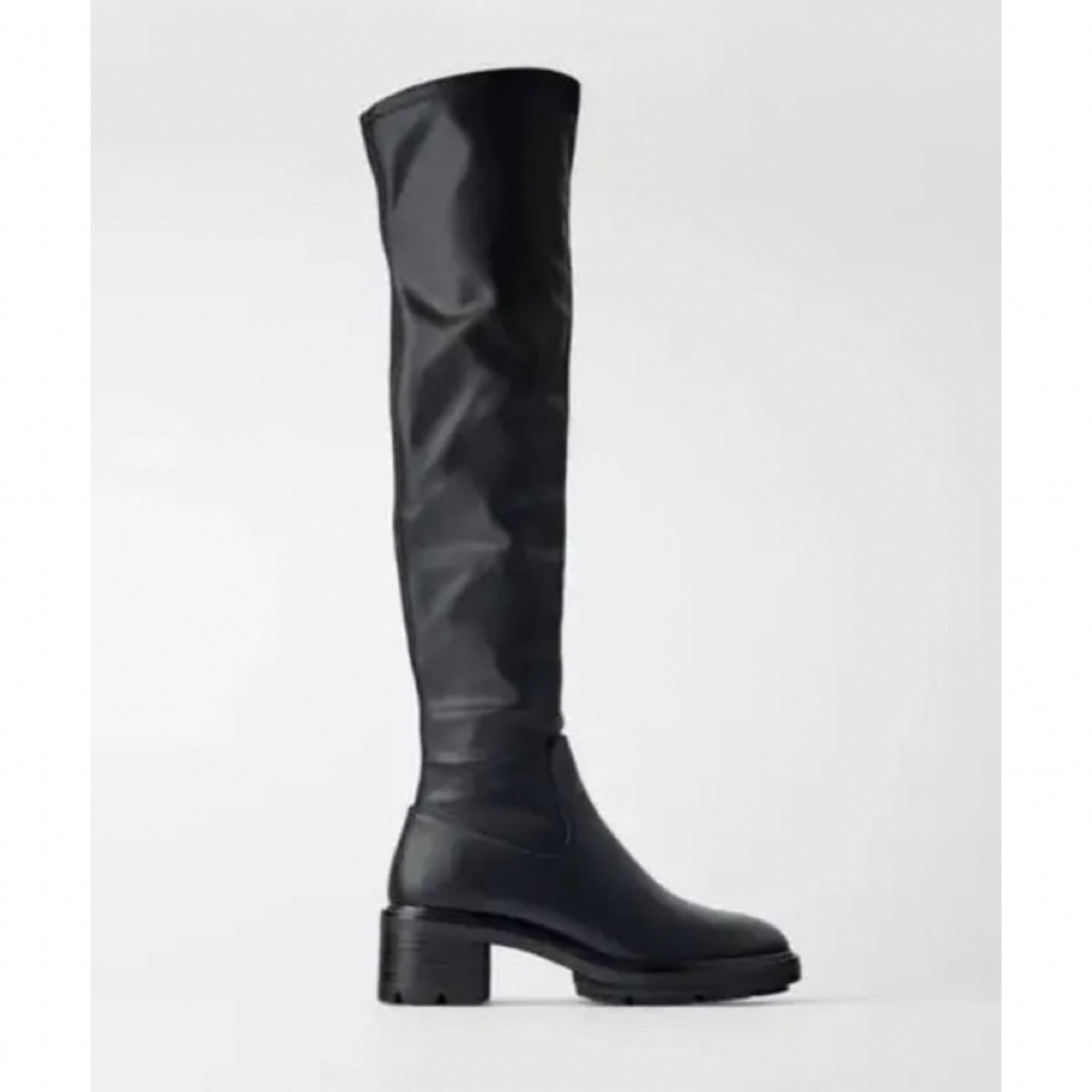 ZARA - ZARA ロングブーツ フェイクレザー ブラック ニーハイ ZARA - ZARA ロングブーツ フェイクレザー ブラック ニーハイ