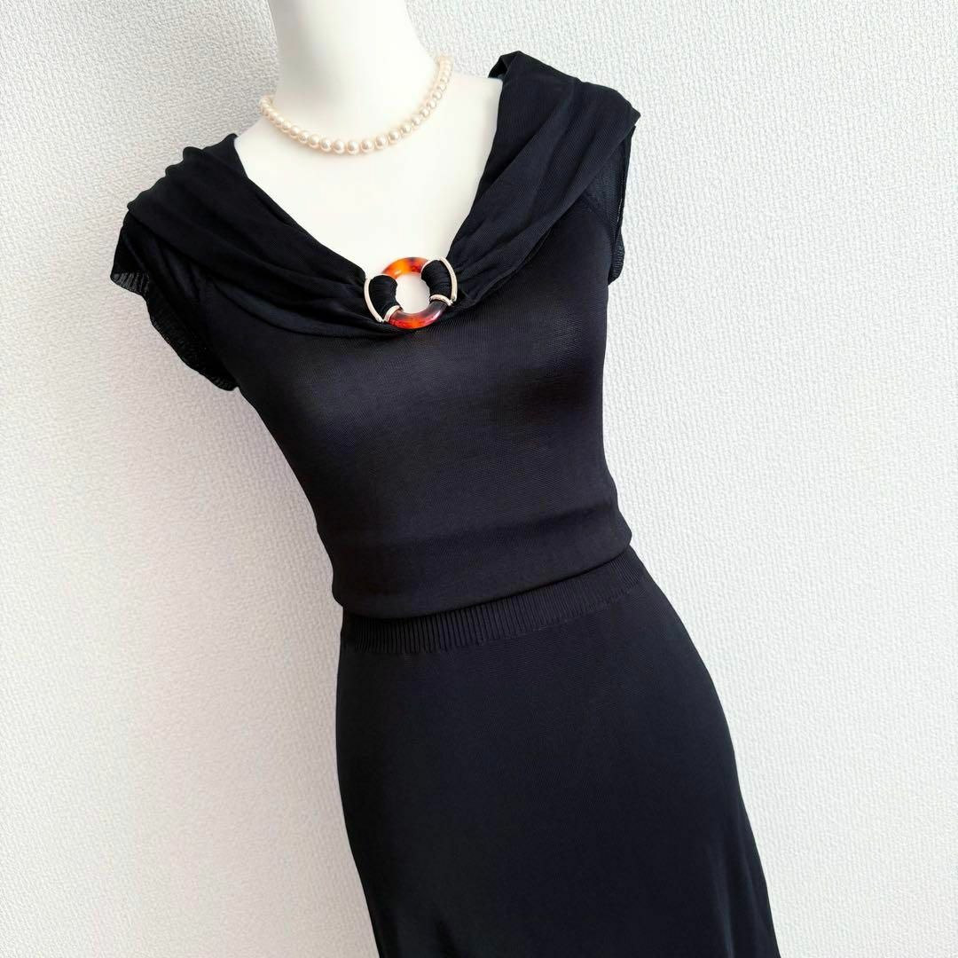 GUCCI べっ甲バックル ストレッチジャージードレス ドレープ 美 GUCCI べっ甲バックル ストレッチジャージードレス ドレープ 美