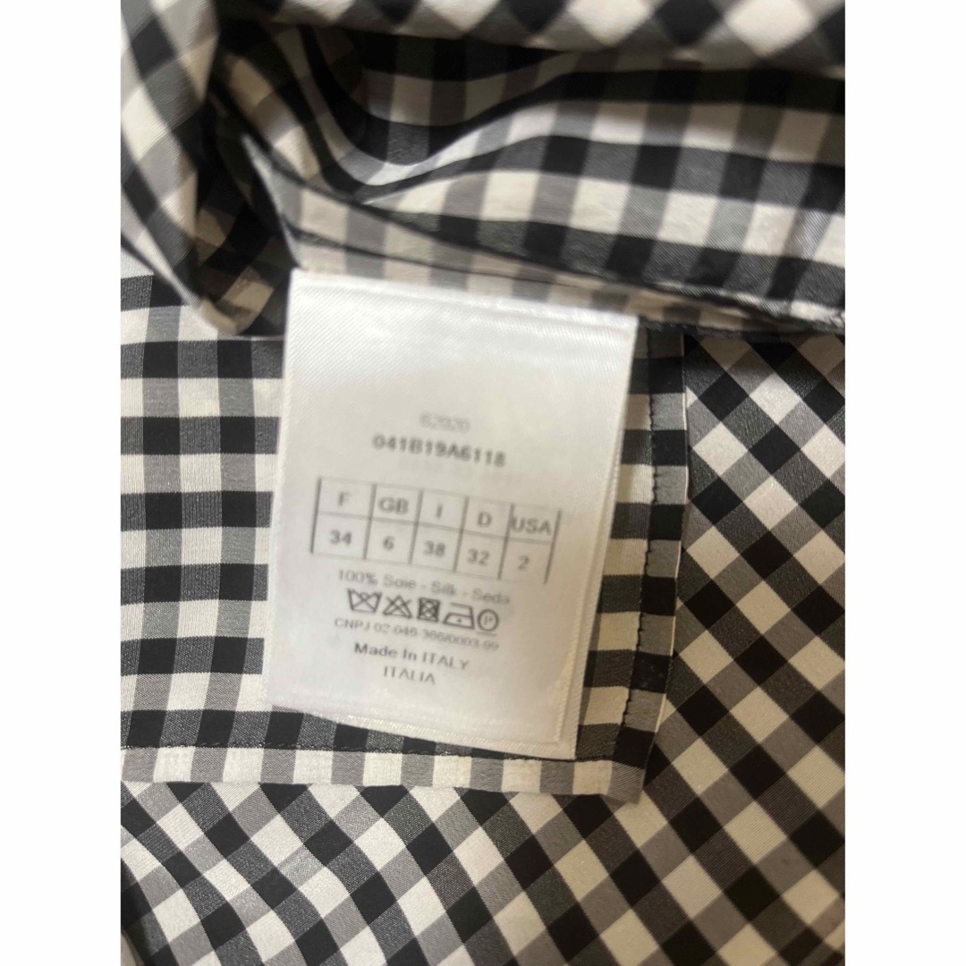 Christian Dior bee刺繍 チェック柄シルクブラウス ディオール Christian Dior bee刺繍 チェック柄シルクブラウス ディオール