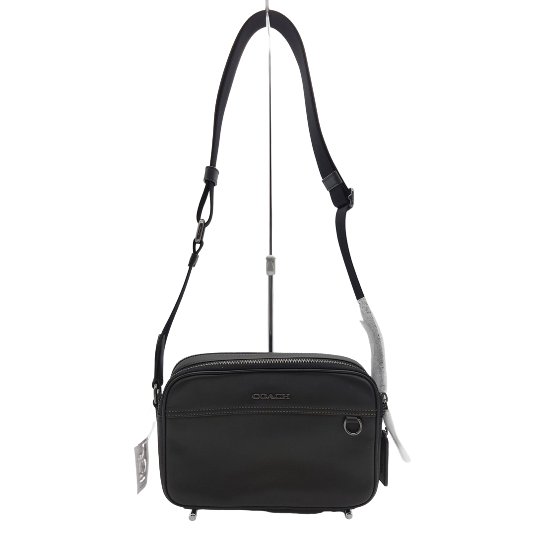 COACH - 【未使用】 コーチ COACH グラハム バッグ クロスボディ 斜め掛け ショルダー 肩掛け シンプル シック 四角 自立 ユニセックス アクティブ おしゃれ カジュアル 機能的 スポーティ ブラック シルバー レザー C-4148 メンズ レディース☆送料無料☆ 当店通常価格32800円