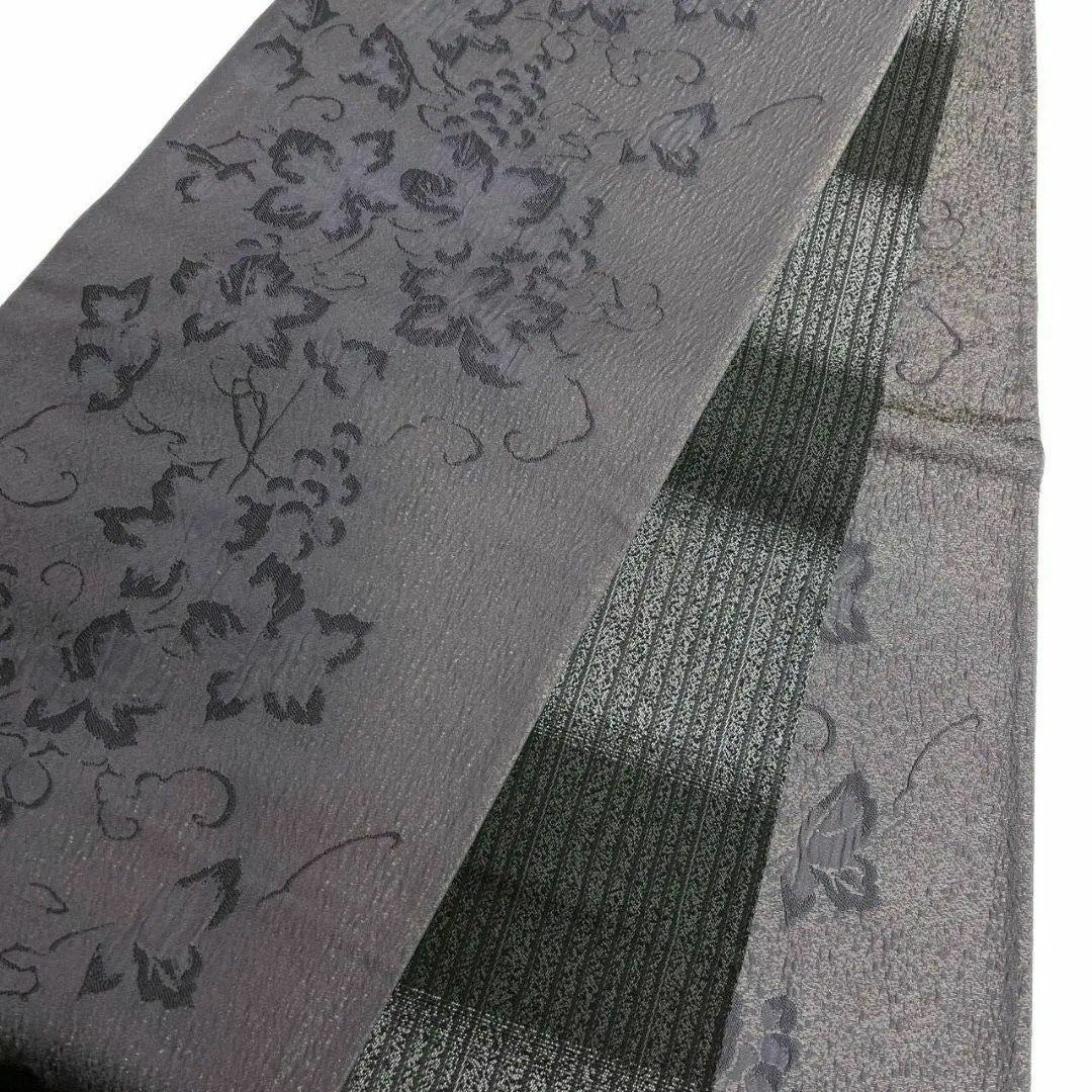 金通し 葡萄模様 横縞 モノトーン 袋帯 着物 104a p 金通し 葡萄模様 横縞 モノトーン 袋帯 着物 104a p