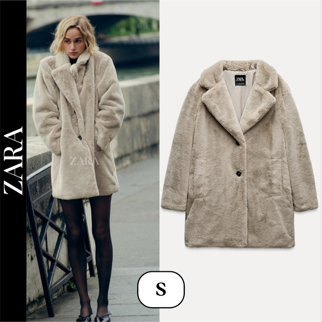 ZARA - ZARA ザラ フェイクファー コート Sの通販 by kanapi's ZARA - ZARA ザラ フェイクファー コート Sの通販 by kanapi's