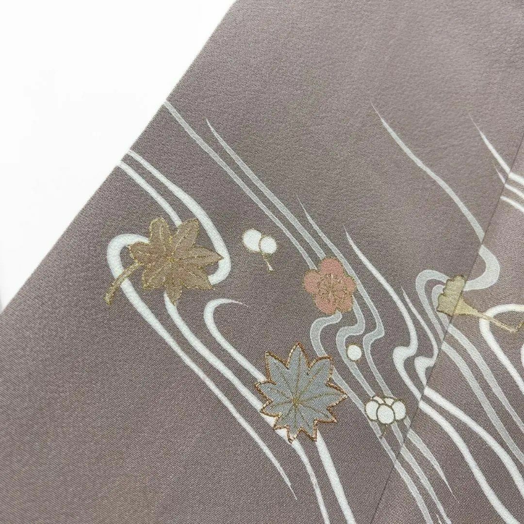 金駒刺繍 流水 吹き寄せ 楓 梅花 付け下げ 着物 112a p