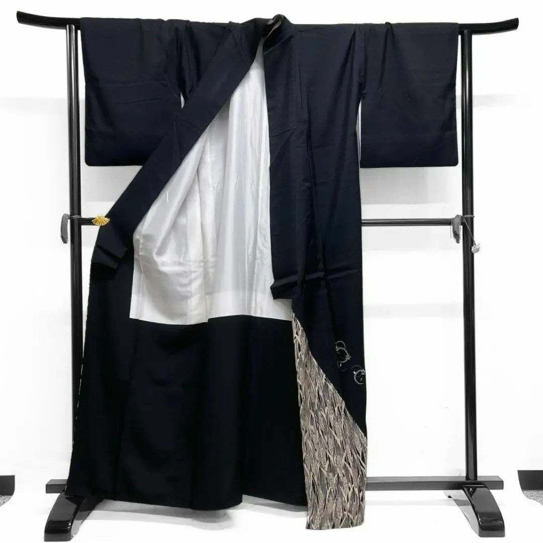 付け下げ 紬 円弧 三日月 桜 稲穂 着物 112a d 付け下げ 紬 円弧 三日月 桜 稲穂 着物 112a d