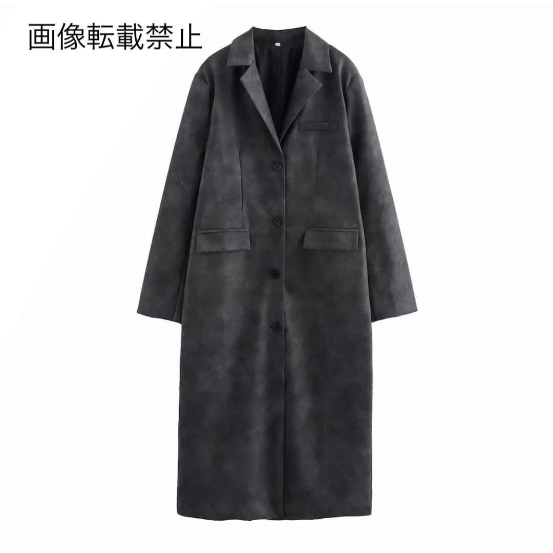 12月新作16186◆フェイクレザー PU ロングコート