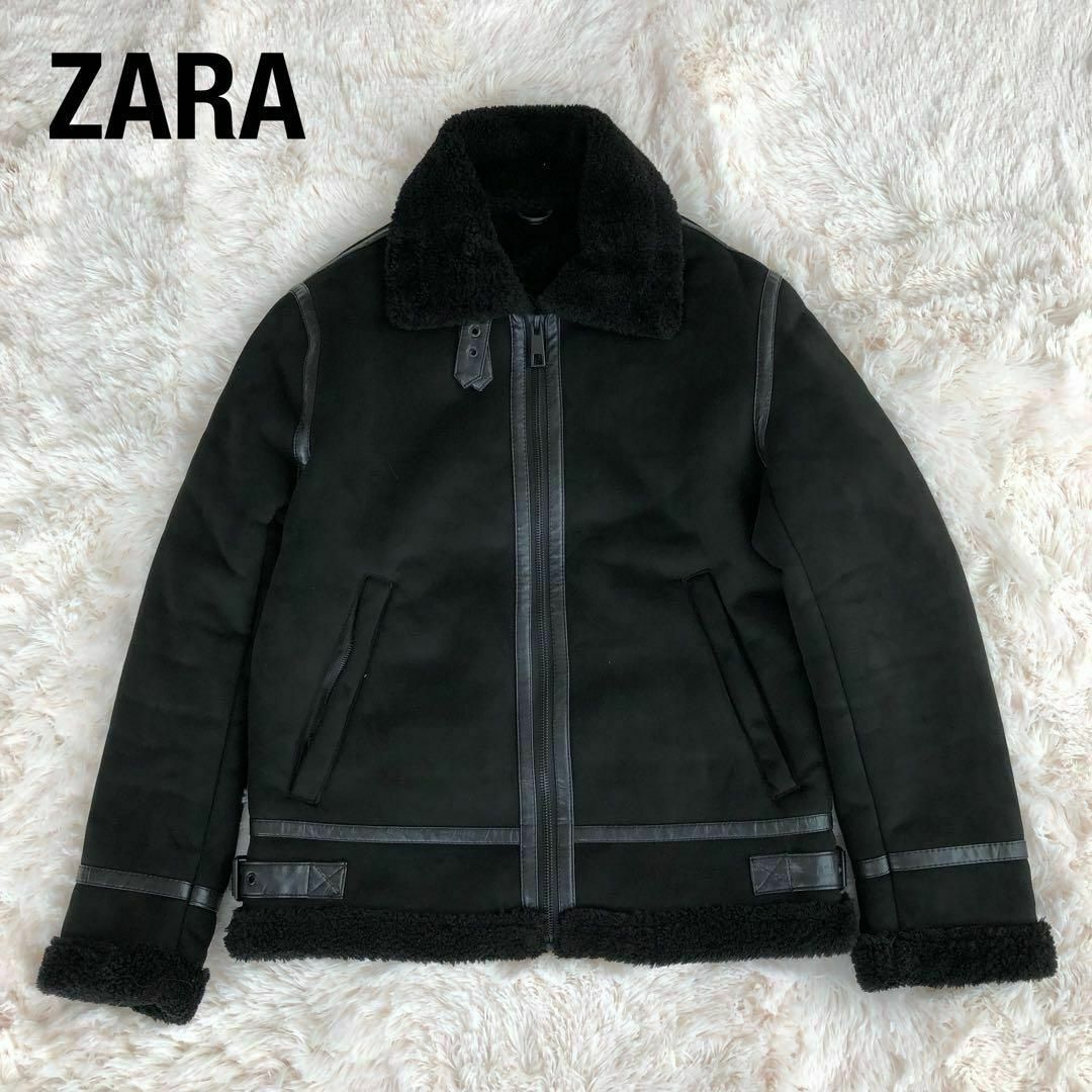 ZARA - ZARAザラフェイクムートンジャケット ブラック黒 ボア ZARA - ZARAザラフェイクムートンジャケット ブラック黒 ボア