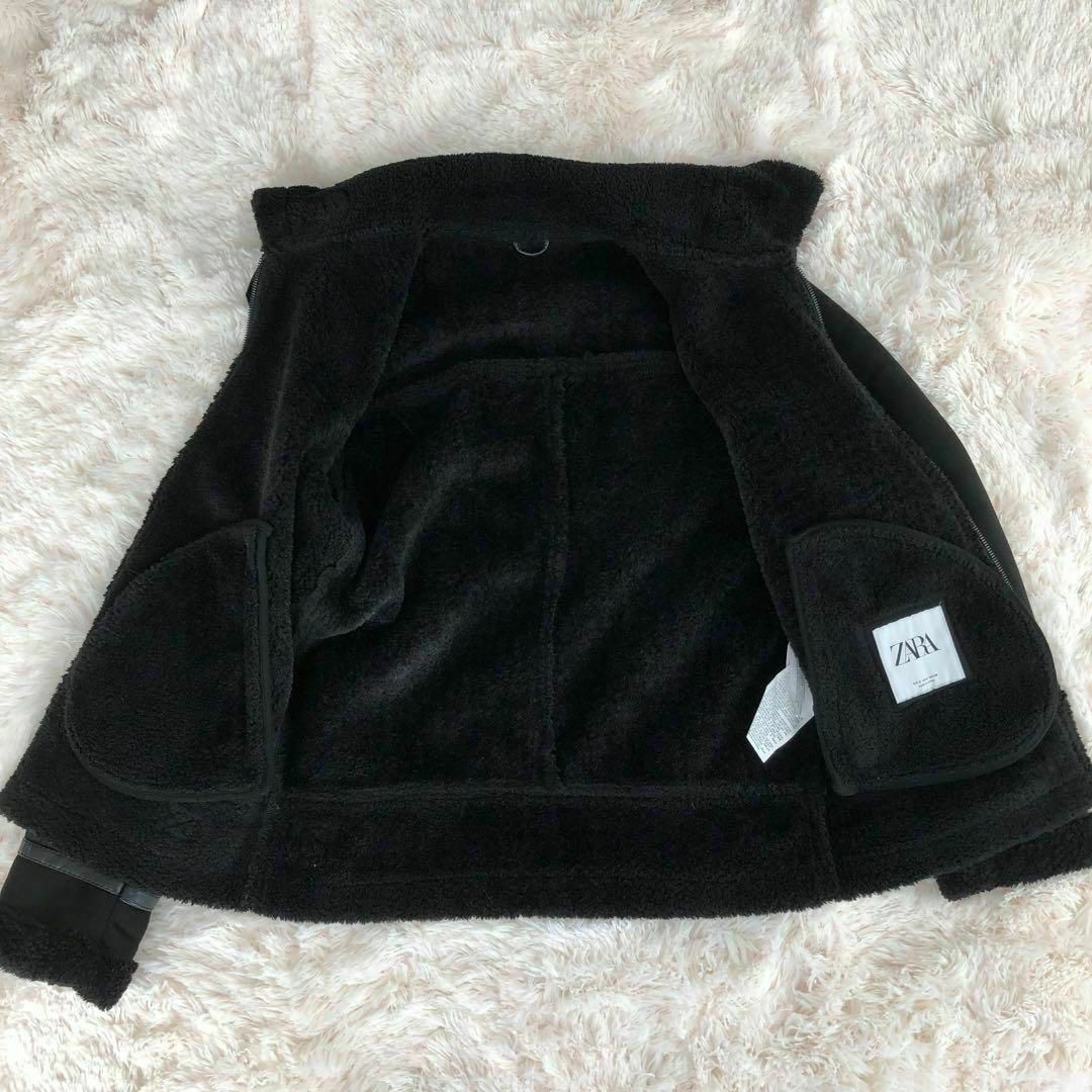 ZARA - ZARAザラフェイクムートンジャケット ブラック黒 ボア ZARA - ZARAザラフェイクムートンジャケット ブラック黒 ボア