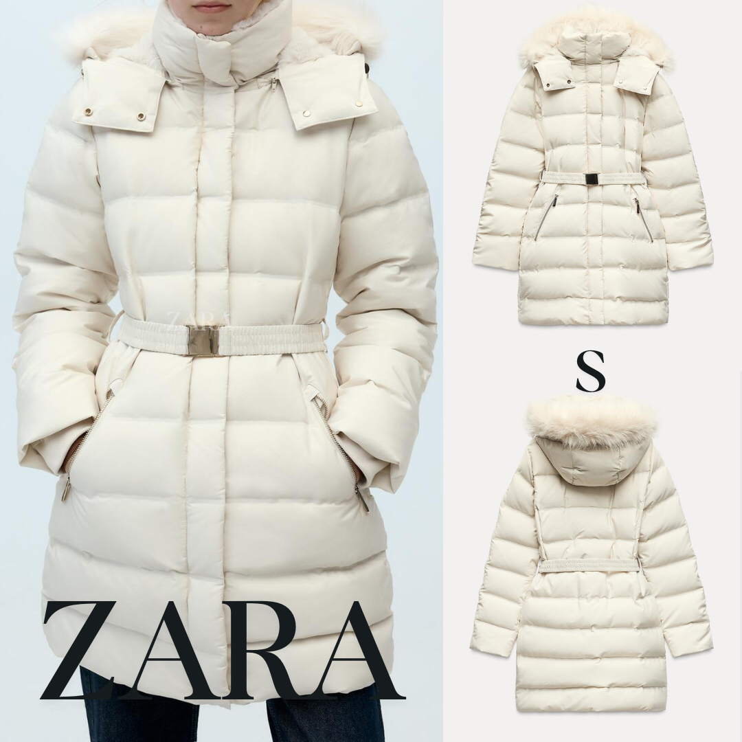 ZARA - ザラ WIND PROTECTION セミロング丈フード付きダウン ZARA - ザラ WIND PROTECTION セミロング丈フード付きダウン