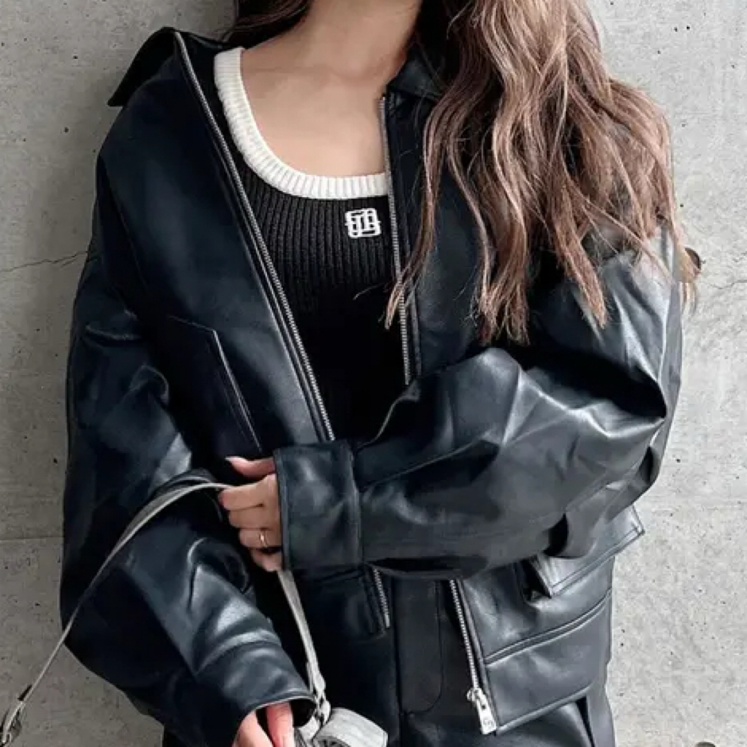 GYDA ジェイダ フェイクレザービックブルゾン 新品 タグ付き GYDA ジェイダ フェイクレザービックブルゾン 新品 タグ付き
