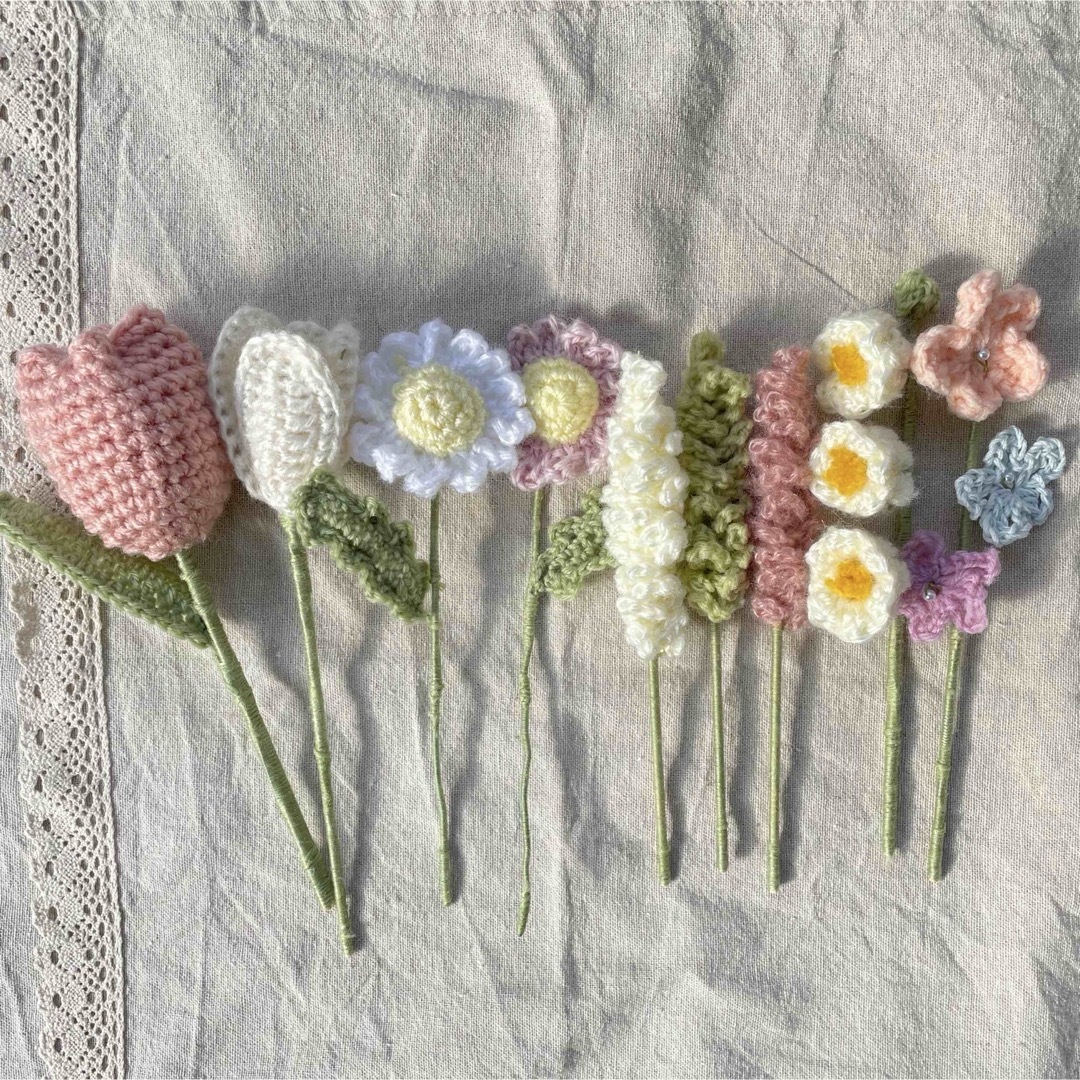 枯れない花束 ハンドメイド 編み物 お花のブーケ 毛糸の花束 枯れない花束 ハンドメイド 編み物 お花のブーケ 毛糸の花束