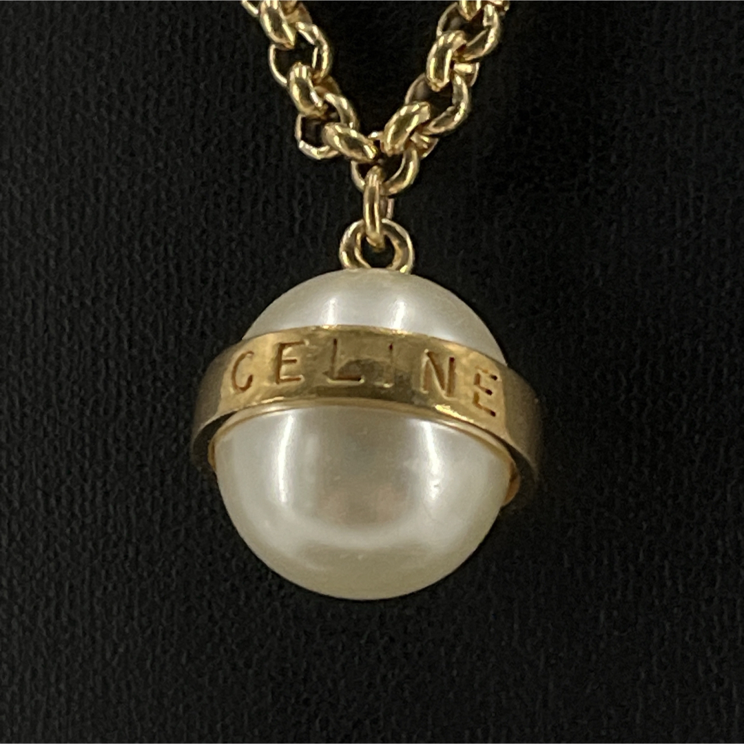 CELINE - CELINE セリーヌ ネックレス パール ロゴボール CELINE - CELINE セリーヌ ネックレス パール ロゴボール