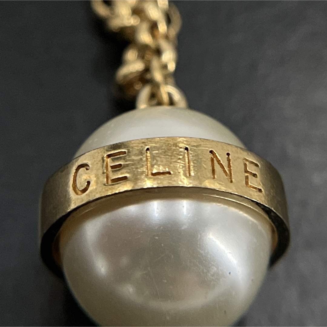 CELINE - CELINE セリーヌ ネックレス パール ロゴボール CELINE - CELINE セリーヌ ネックレス パール ロゴボール