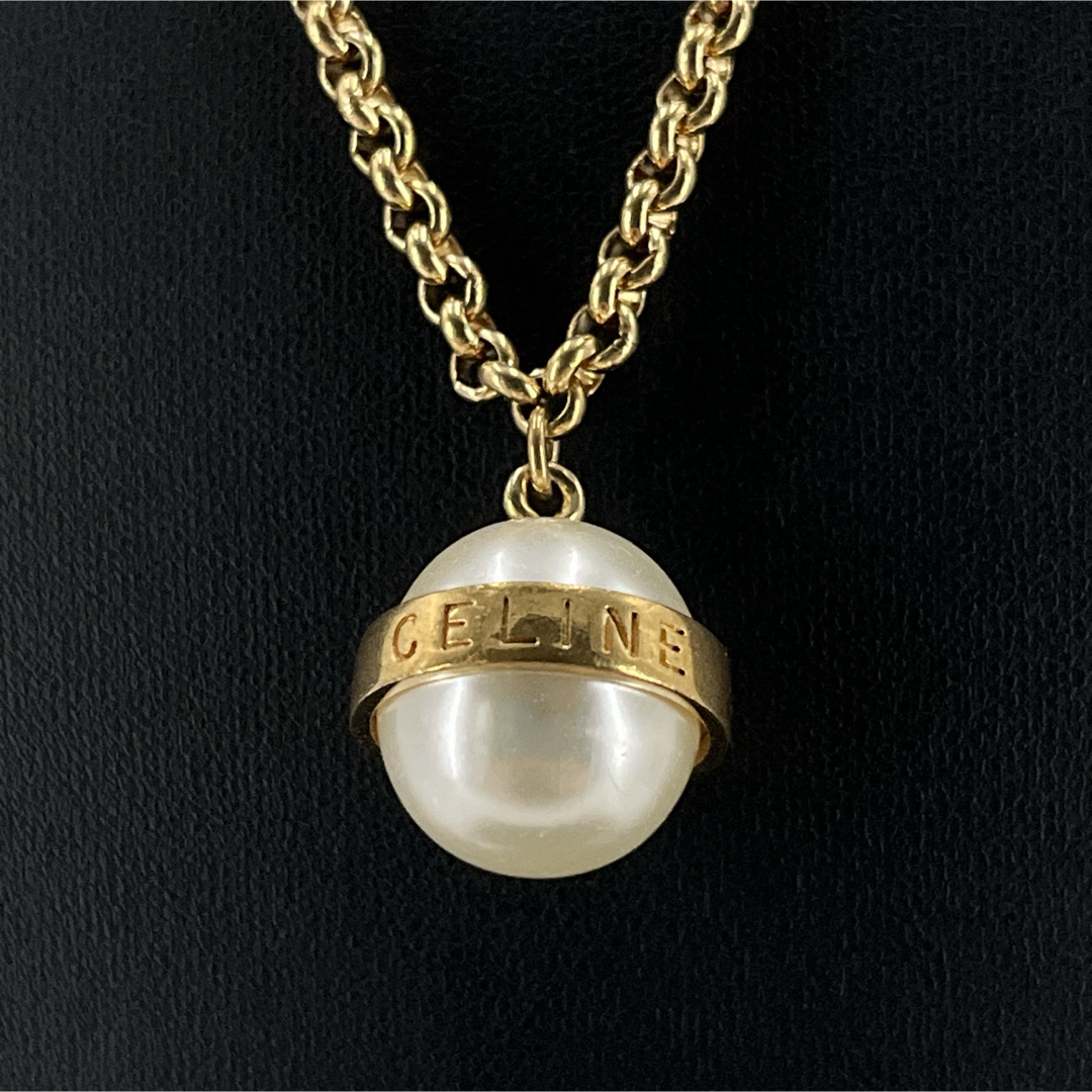 CELINE - CELINE セリーヌ ネックレス パール ロゴボール CELINE - CELINE セリーヌ ネックレス パール ロゴボール