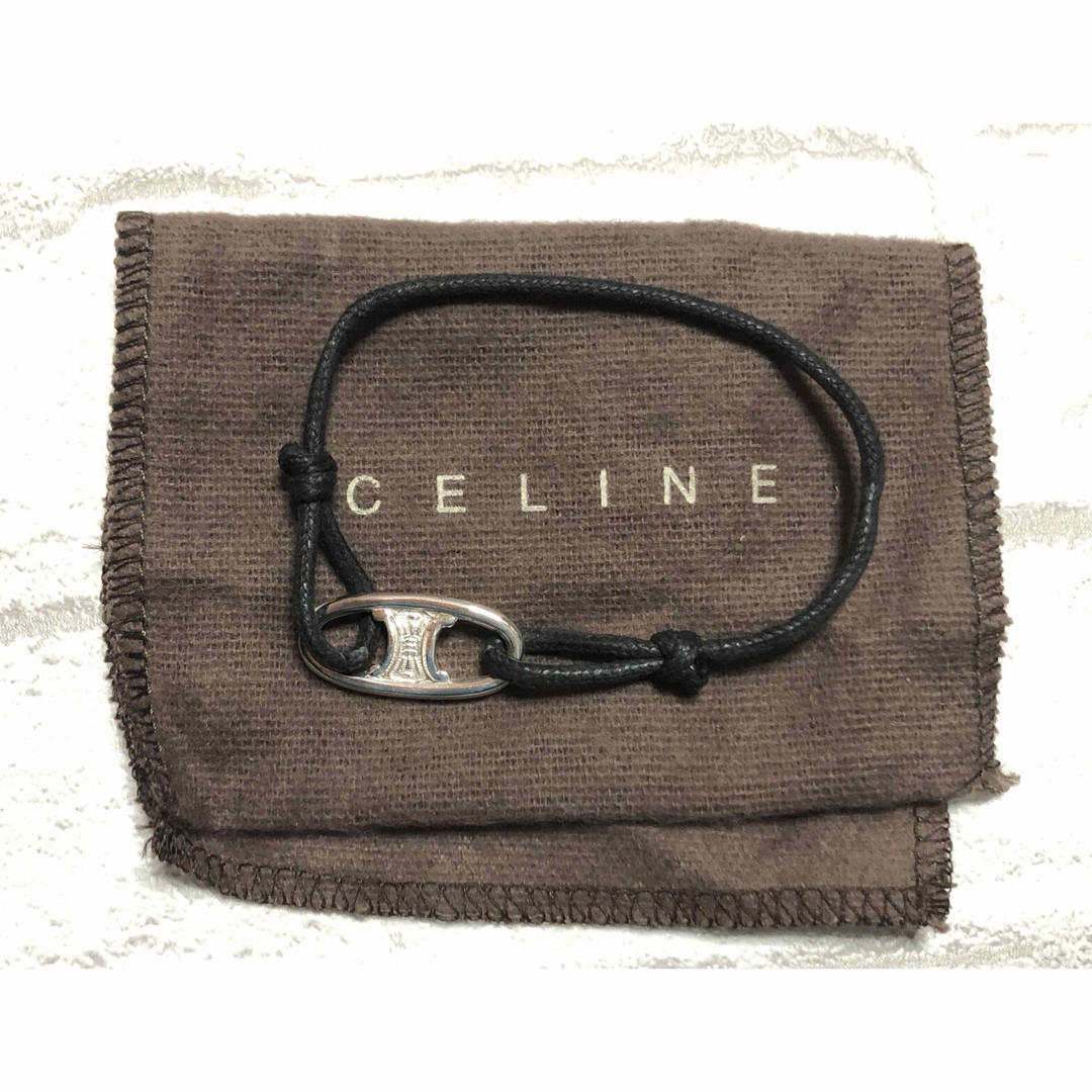 美品 セリーヌ CELINE ブレスレット マカダム silver 925 紐 美品 セリーヌ CELINE ブレスレット マカダム silver 925 紐