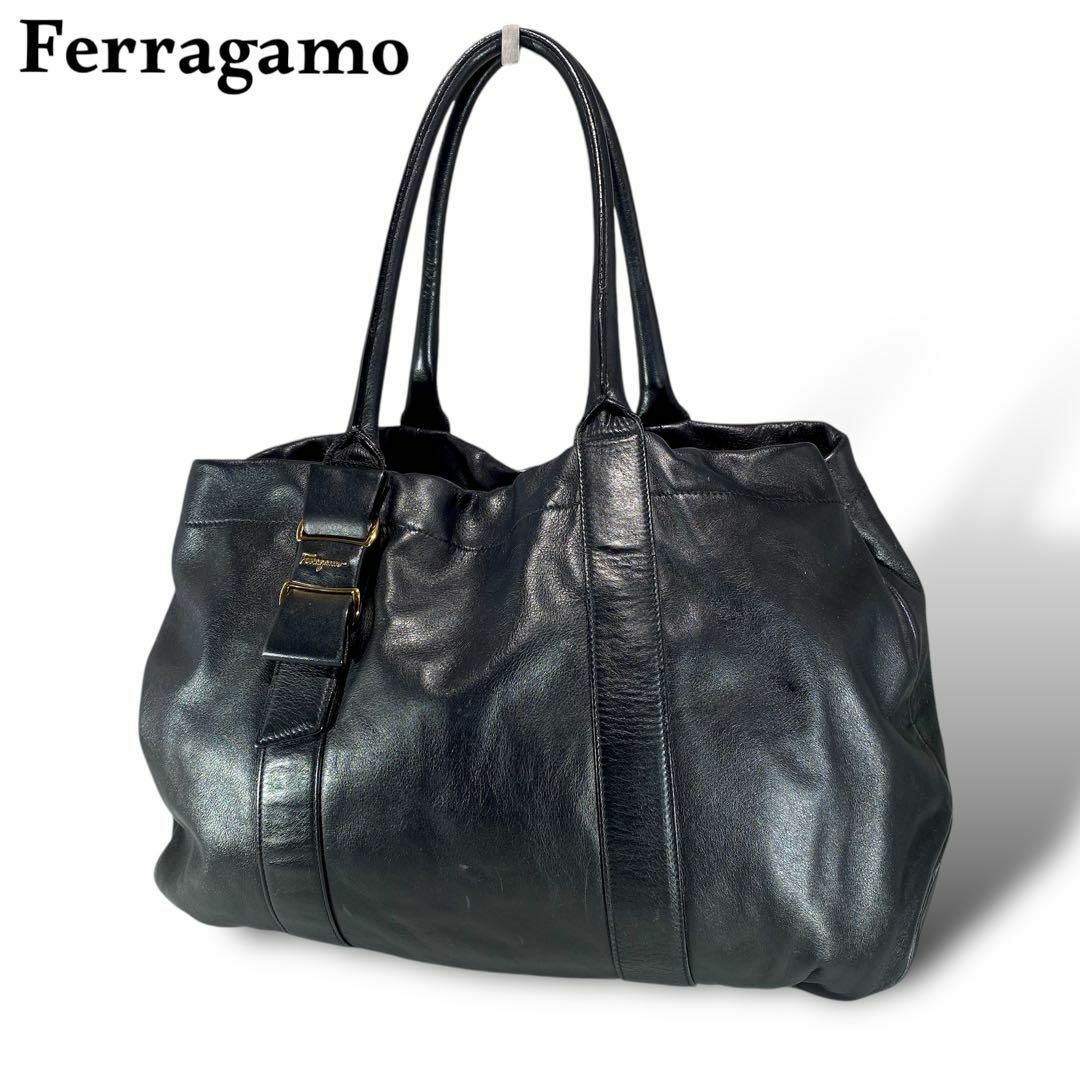 Salvatore Ferragamo - Ferragamo　フェラガモ トートバッグ ボストンバッグ ブラック レザー