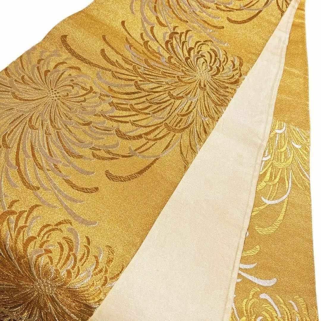 唐織 乱菊 金色 花模様 袋帯 着物 113a p 唐織 乱菊 金色 花模様 袋帯 着物 113a p