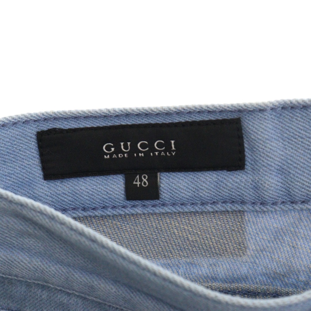 GUCCI グッチ コットンリネン ボタンフライ デニムパンツ ブルー GUCCI グッチ コットンリネン ボタンフライ デニムパンツ ブルー