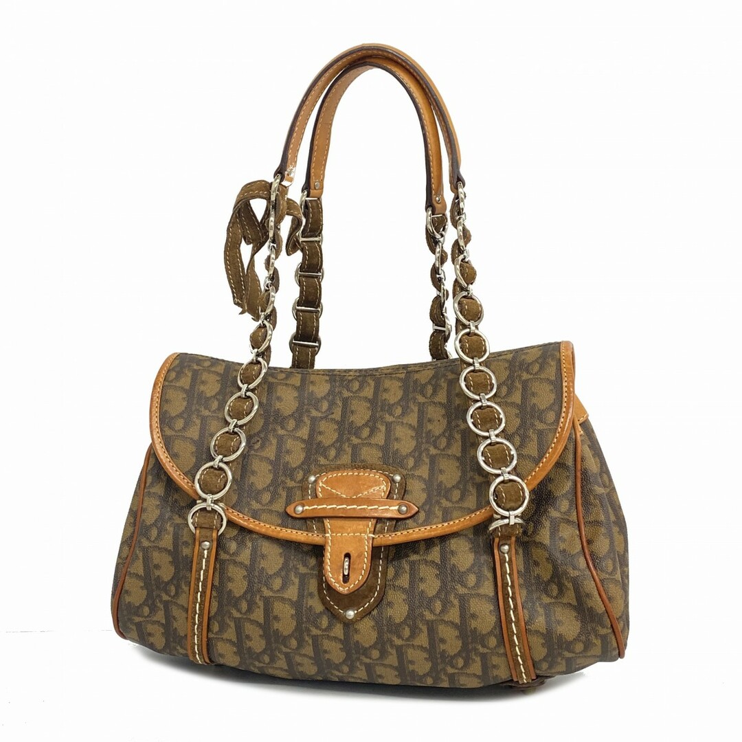 Christian Dior - 【4ud5285】クリスチャンディオール ハンドバッグ トロッター ロマンティック PVC レザー ブラウン シルバー金具【中古】レディース