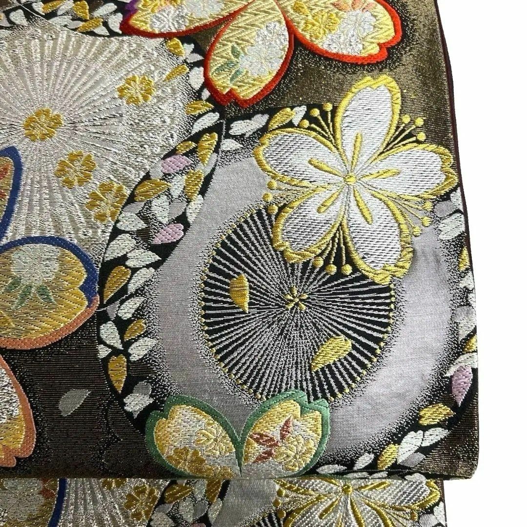 未着用 西陣織 唐織 桜花 花菱 振袖帯 袋帯 着物 114a p 未着用 西陣織 唐織 桜花 花菱 振袖帯 袋帯 着物 114a p