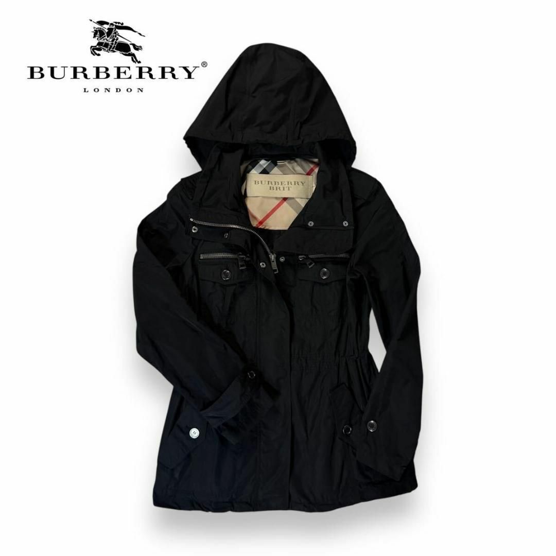 美品】BURBERRY ナイロンコート ハーフコート ブラック Mサイズ 美品】BURBERRY ナイロンコート ハーフコート ブラック Mサイズ