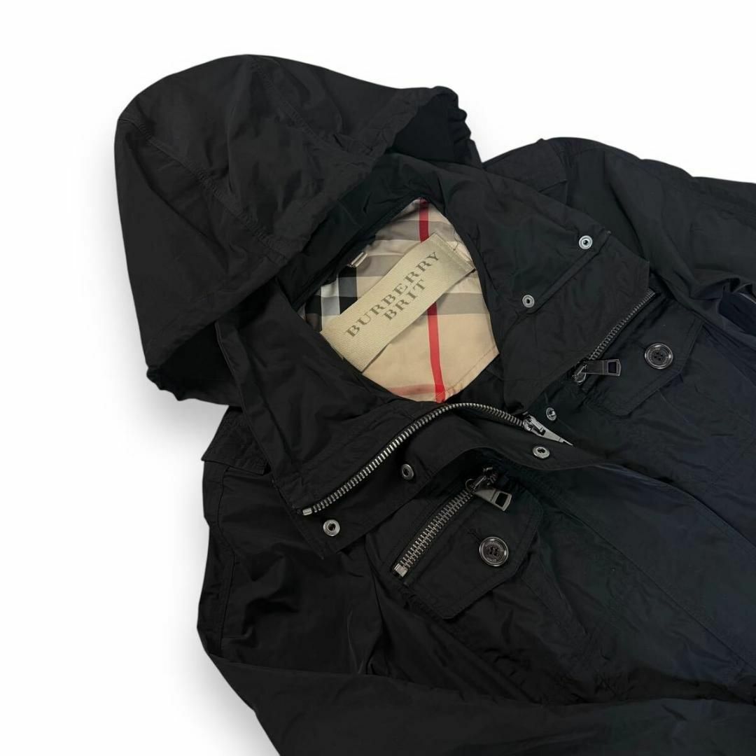 美品】BURBERRY ナイロンコート ハーフコート ブラック Mサイズ 美品】BURBERRY ナイロンコート ハーフコート ブラック Mサイズ
