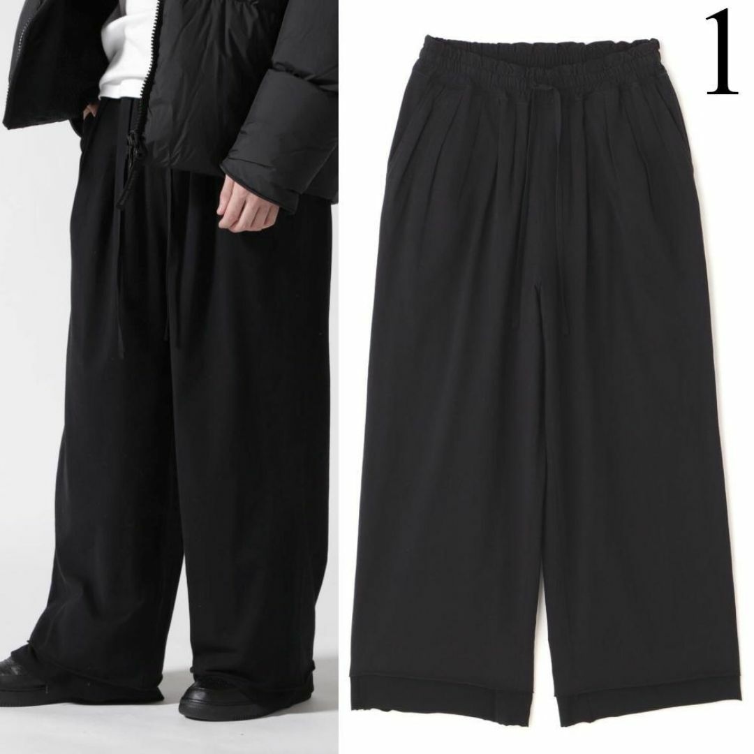 1 黒 ANCELLM DRAPE WIDE EASY CUT SLACKS 1 黒 ANCELLM DRAPE WIDE EASY CUT SLACKS