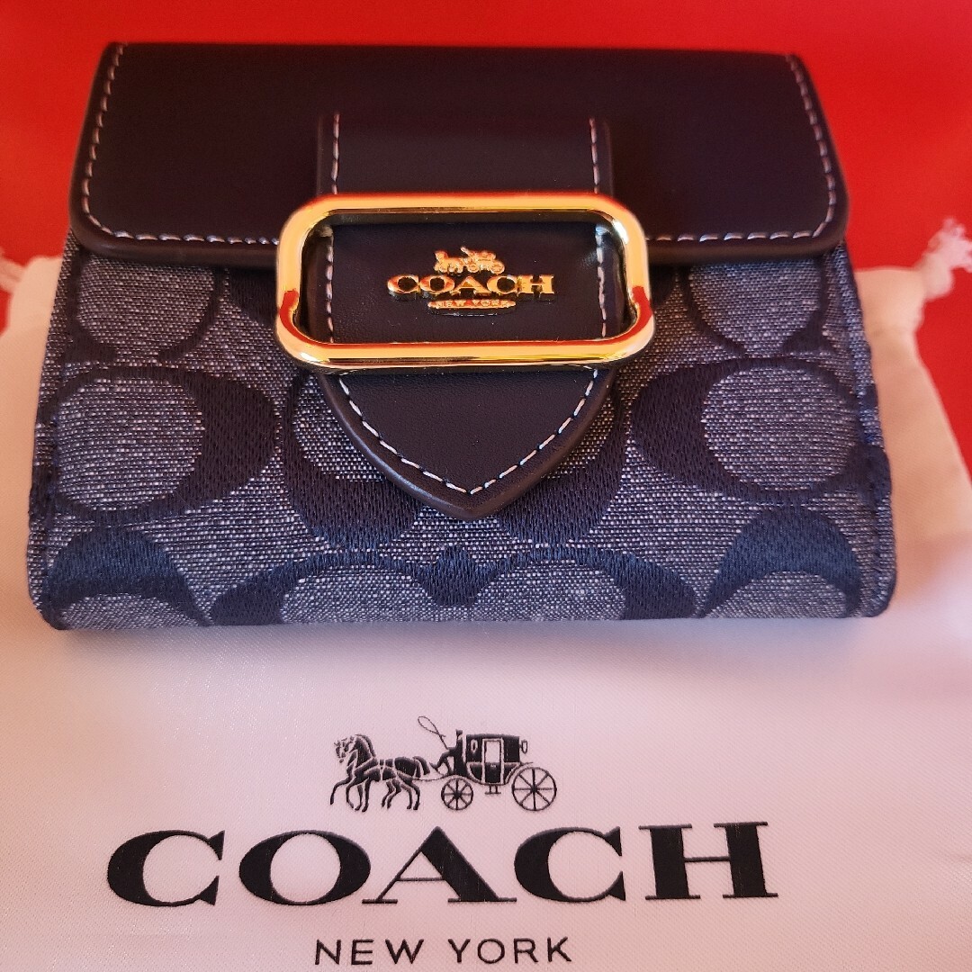 COACH☆コーチ 捉える 二つ折り財布 シグネチャー デニム COACH☆コーチ 捉える 二つ折り財布 シグネチャー デニム
