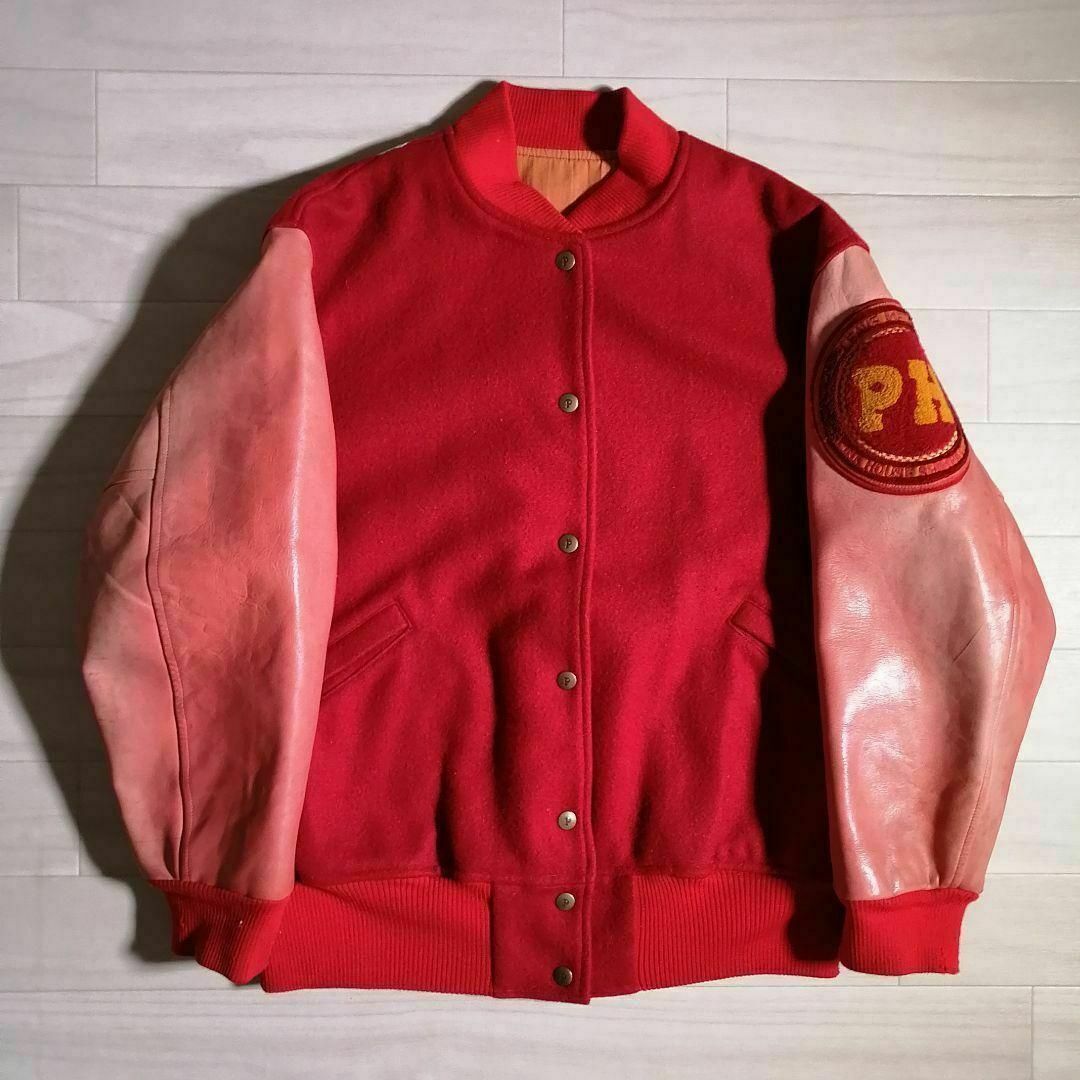 PINK HOUSE - 超希少80sピンクハウス袖レザーウールスタジャン PINK HOUSE - 超希少80sピンクハウス袖レザーウールスタジャン