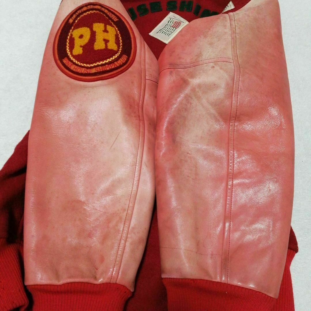 PINK HOUSE - 超希少80sピンクハウス袖レザーウールスタジャン PINK HOUSE - 超希少80sピンクハウス袖レザーウールスタジャン