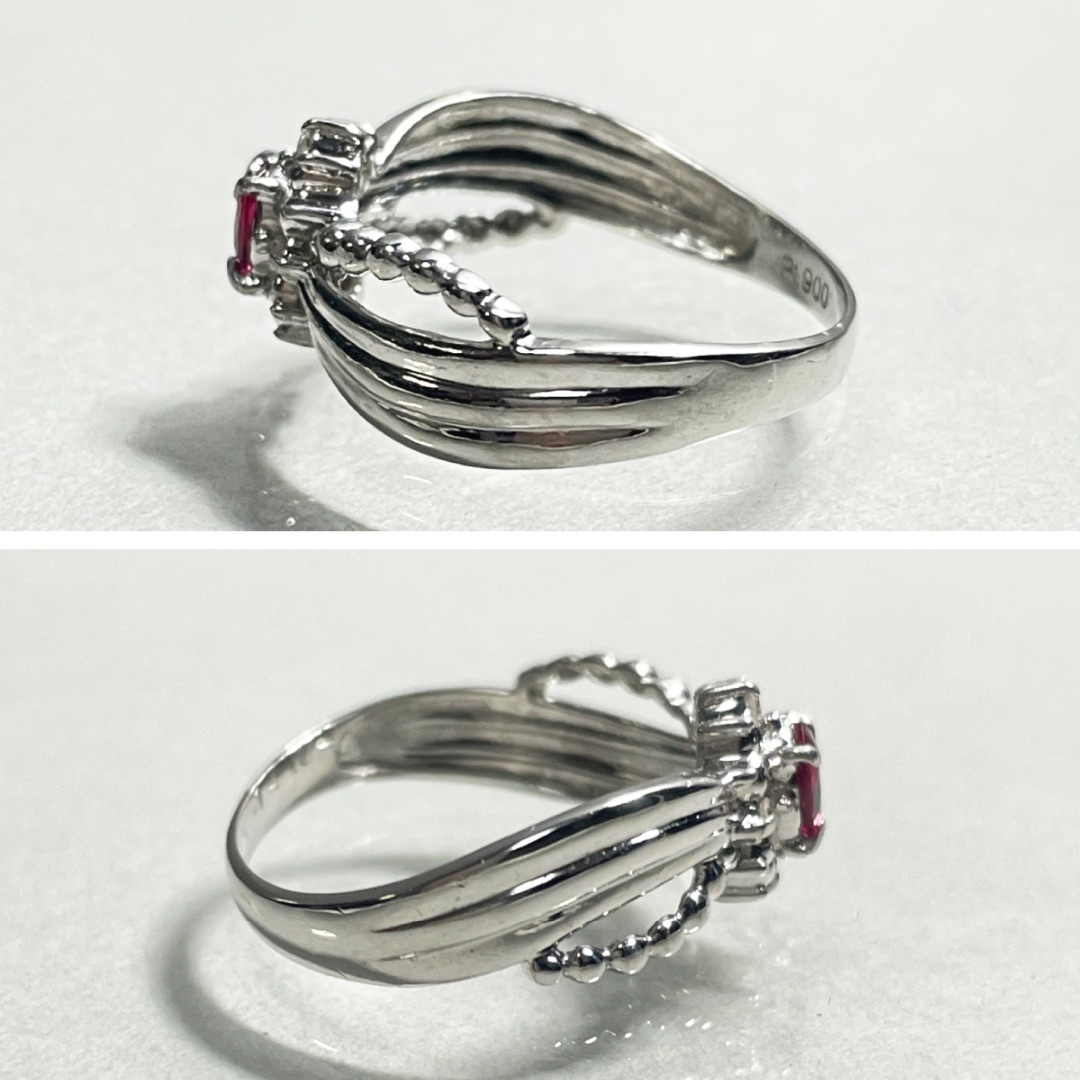 Pt900 天然ルビー 0.14ct 天然ダイヤモンド 0.04ct リング Pt900 天然ルビー 0.14ct 天然ダイヤモンド 0.04ct リング