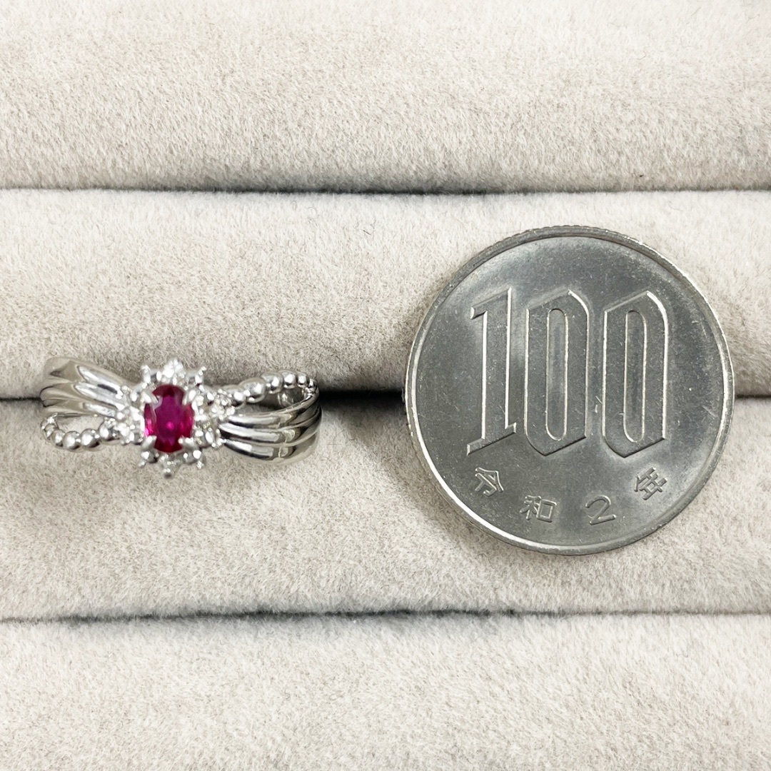 Pt900 天然ルビー 0.14ct 天然ダイヤモンド 0.04ct リング Pt900 天然ルビー 0.14ct 天然ダイヤモンド 0.04ct リング