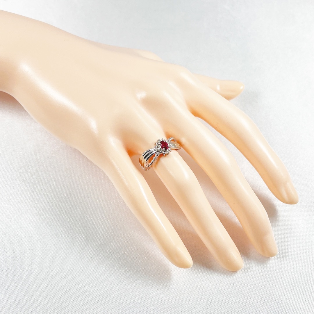 Pt900 天然ルビー 0.14ct 天然ダイヤモンド 0.04ct リング Pt900 天然ルビー 0.14ct 天然ダイヤモンド 0.04ct リング