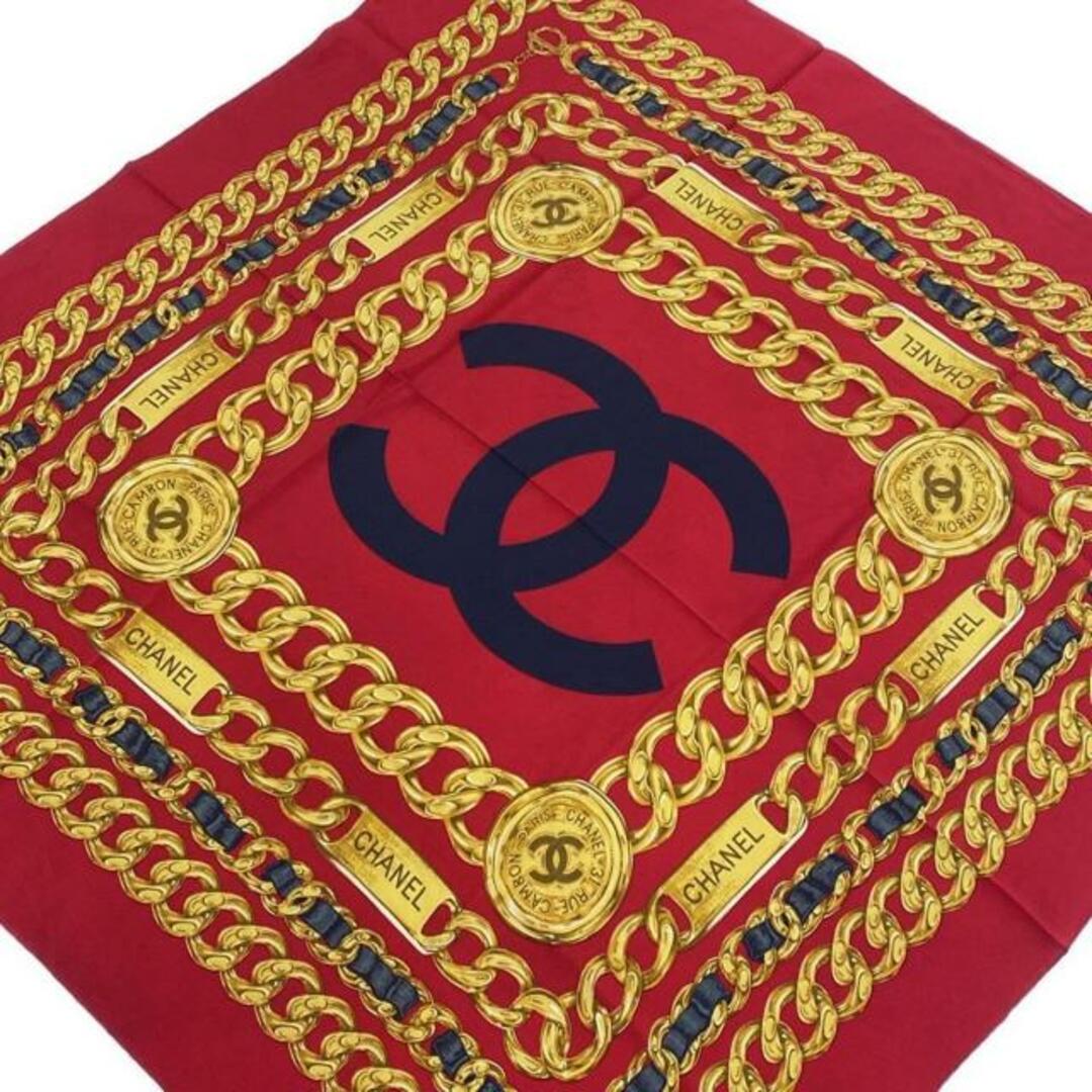 CHANEL(シャネル) スカーフ ココマーク レッド×ダークイエロー CHANEL(シャネル) スカーフ ココマーク レッド×ダークイエロー