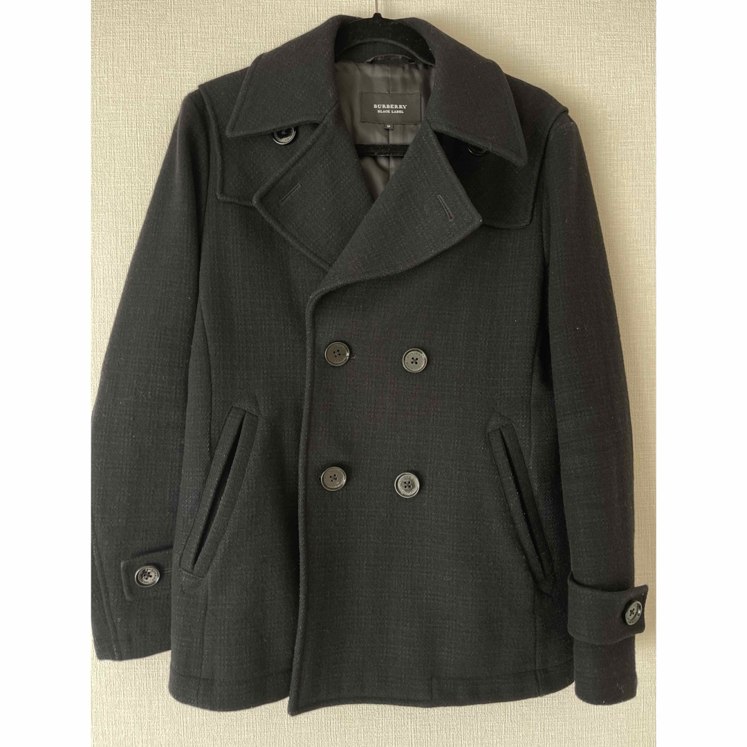 BURBERRY BLACK 思しき LABEL ダブルブレストピーコート 黒 Lサイズ BURBERRY BLACK 思しき LABEL ダブルブレストピーコート 黒 Lサイズ