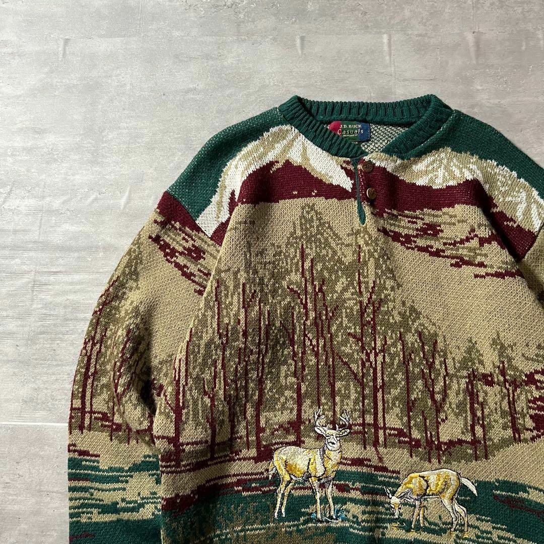 トルコ製、90年代、アニマル刺繍】vintage総柄ニット古着あいみょんL トルコ製、90年代、アニマル刺繍】vintage総柄ニット古着あいみょんL