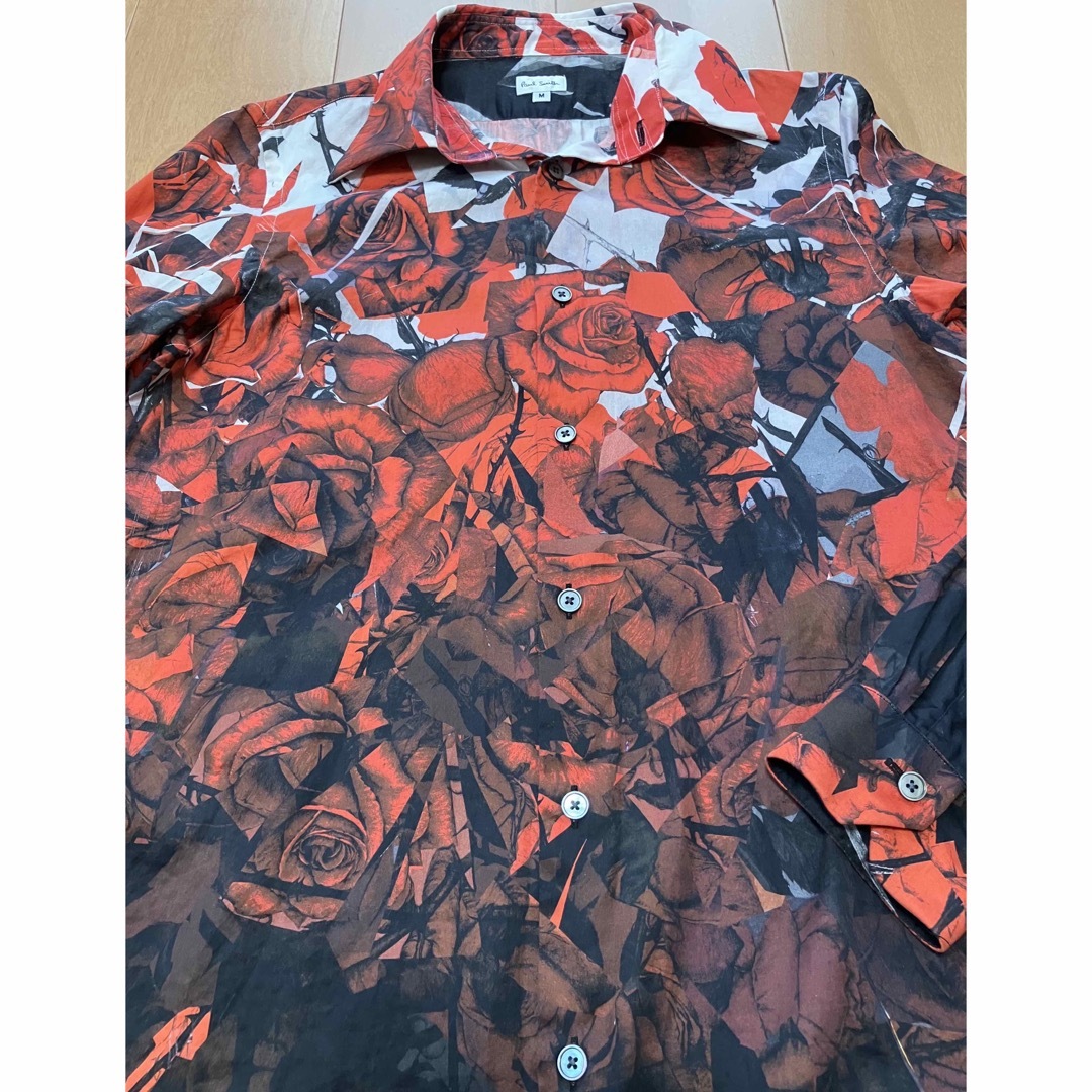 Paul Smith 薔薇柄シャツ ポールスミス M ホワイト レッド Paul Smith 薔薇柄シャツ ポールスミス M ホワイト レッド