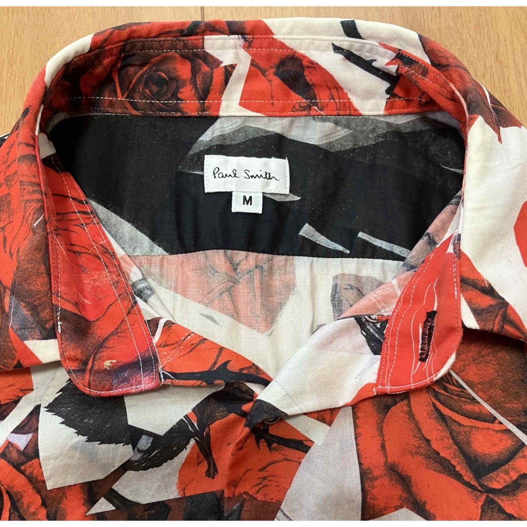 Paul Smith 薔薇柄シャツ ポールスミス M ホワイト レッド Paul Smith 薔薇柄シャツ ポールスミス M ホワイト レッド