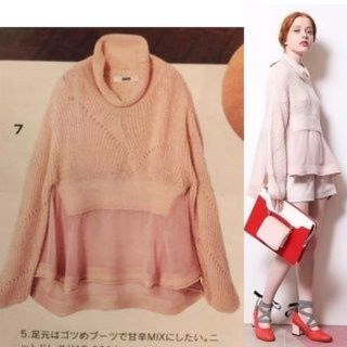 ファーファー(fur fur)の2016💖FURFUR 砂紋＆シフォンニードルニット プルオーバー♡ピンク(ニット/セーター)