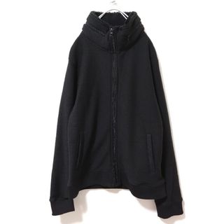 パーカー　ジップアップ　メンズ　古着　L　モコモコ　厚手　ブラック　黒　長袖